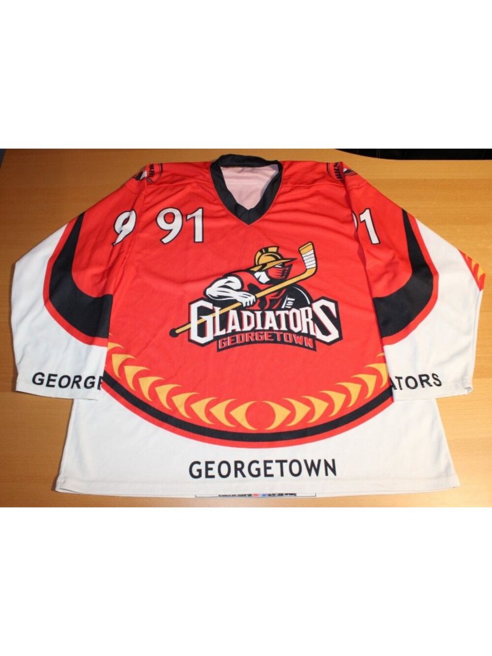 HHMBHL Ball Hockey Minor Georgetown Gladiators #91 Jersey Adult Mens Large Red